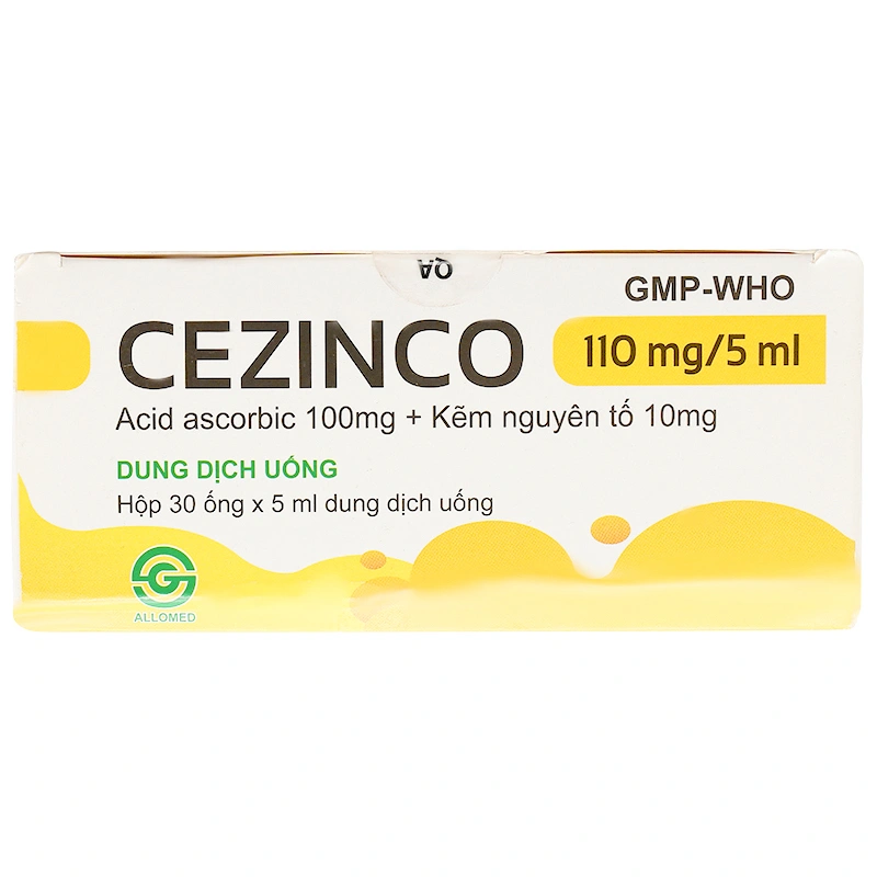 Dung dịch uống Cezinco 110mg/5ml Allomed phòng ngừa và điều trị thiếu vitamin C, thiếu kẽm hộp 30 ống - 6